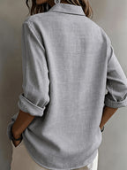 Women'S Elegant Solid Color Commuter Shirt - Light Grey