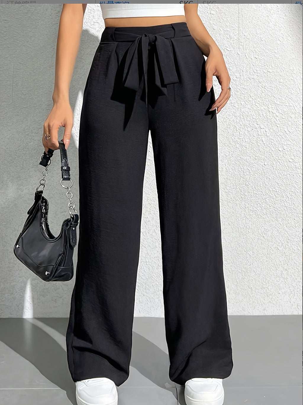 Summer Black Wide-Leg Casual Long Pants - Black
