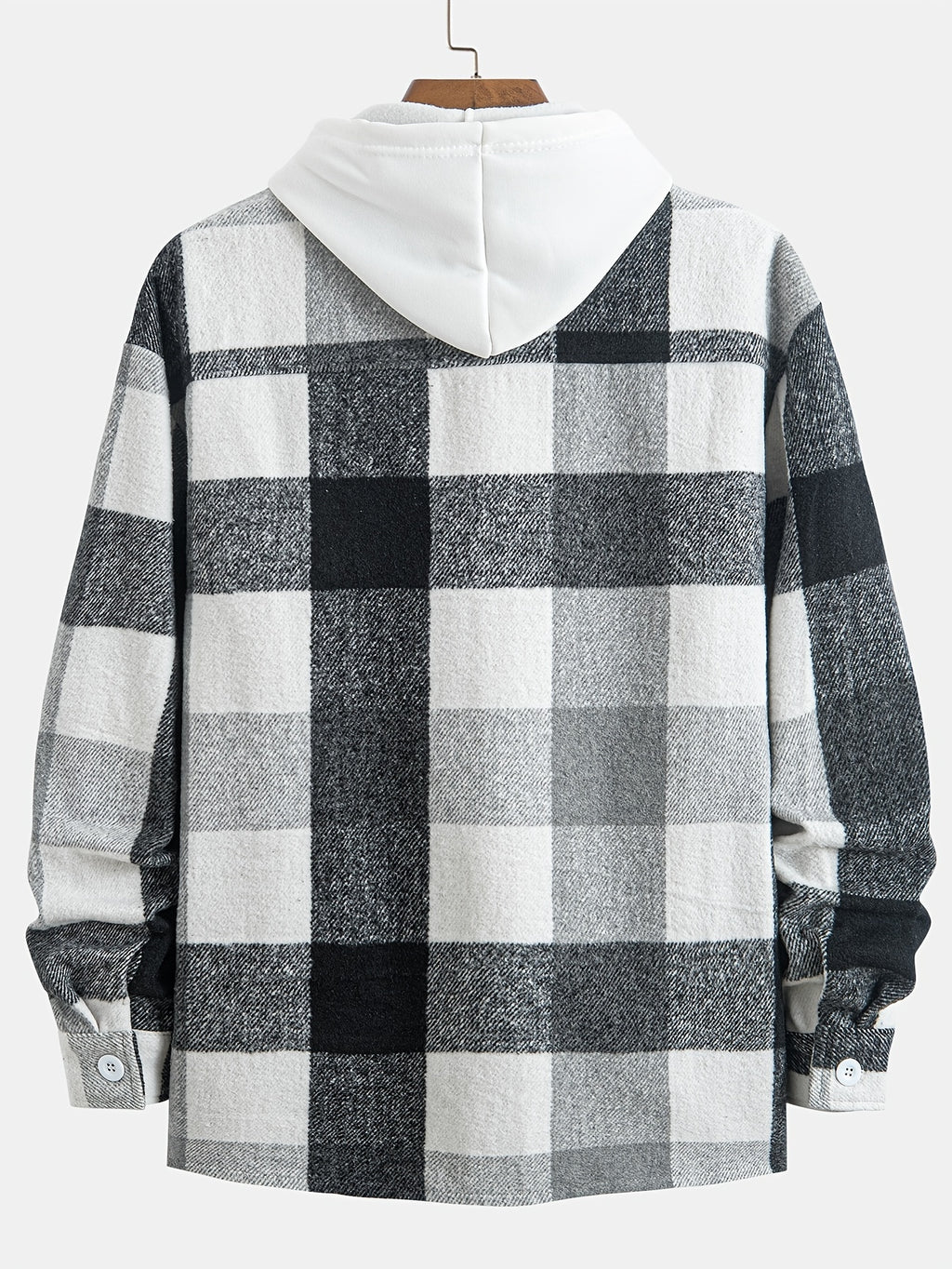 Plaid Shirt Collar Jacket Coat - Grey