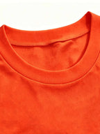 Sexy Streetwear Drop Shoulder Long Sleeve T-Shirt with Side Slit, American Style - Orange