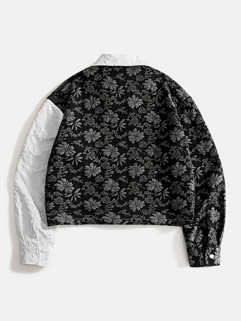 Men'S Shirt Contrast Color Patchwork Jacquard Fabric Trendy Fashion Casual Street New Short Length Spring Autumn Men'S Casual Shirt - Black