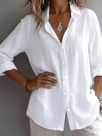BK260503047 Women'S Solid Color Shirt, Easy to Dry And Soft Texture, Elegant And, Commute Layering Versatile Shirt - White