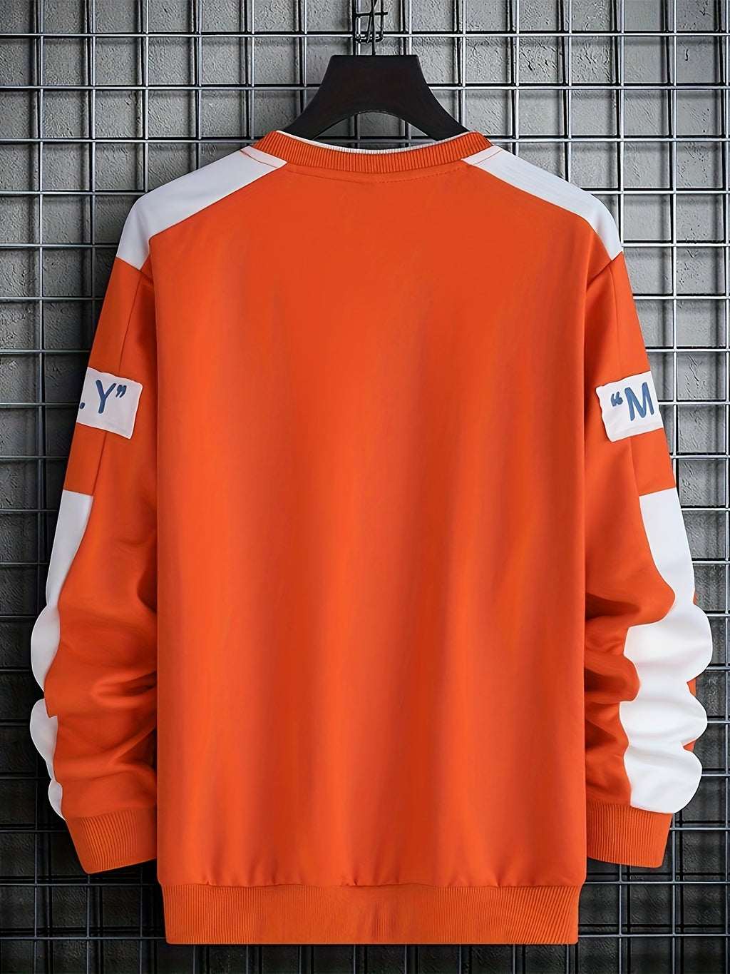 1pc Men's Casual Sportswear Top, Pullover Fashion Long Sleeve, Suitable for Spring and Autumn Outdoor Daily Running, Color-Block Letter Men's Sweatshirt - Red