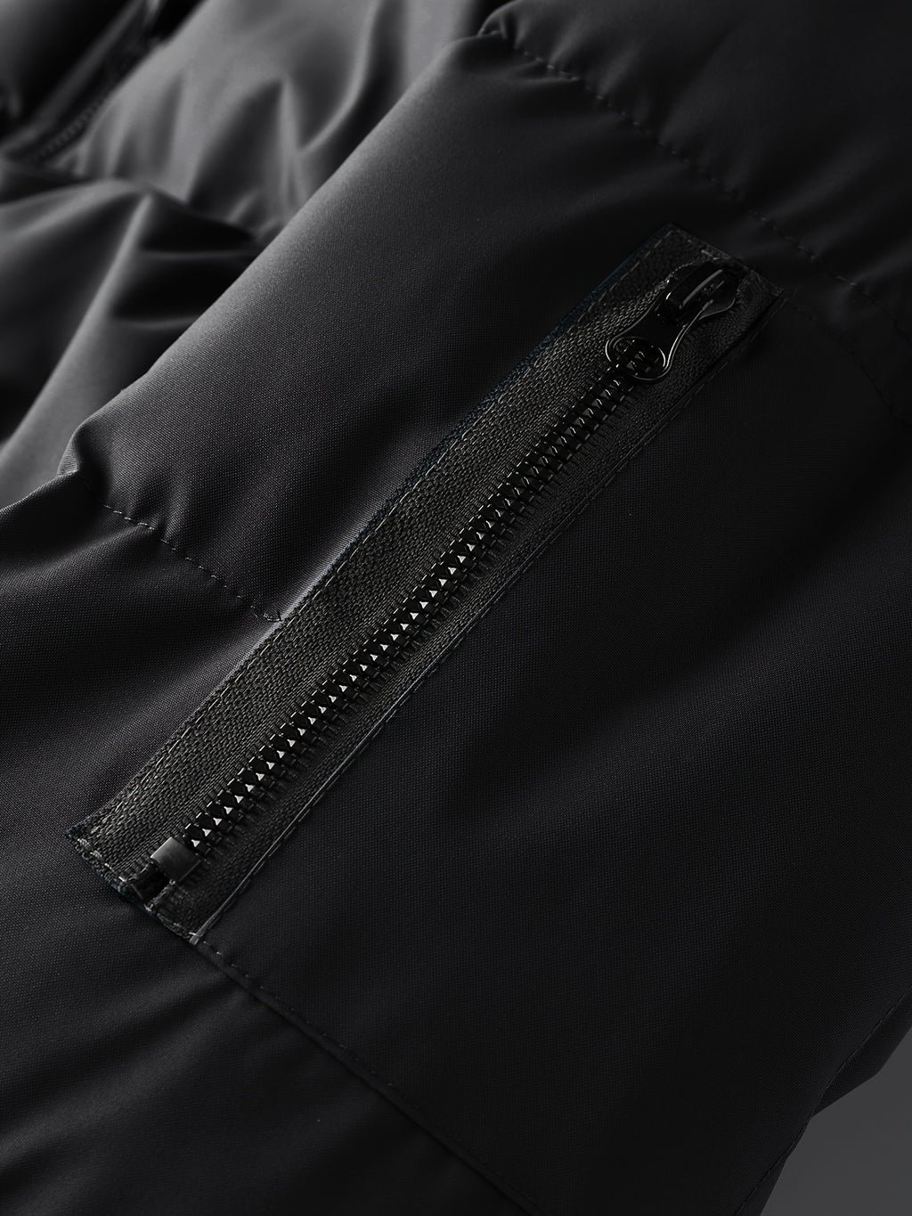 New Winter Plush-Lined Padded Coat for Men, Loose Fit Outerwear with Chest Zipper, Trendy and Fashionable Hooded Thickened Youth Padded Coat, Casual Padded Jacket for Men - Black