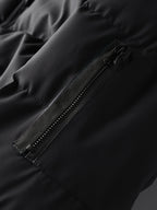 New Winter Plush-Lined Padded Coat for Men, Loose Fit Outerwear with Chest Zipper, Trendy and Fashionable Hooded Thickened Youth Padded Coat, Casual Padded Jacket for Men - Black