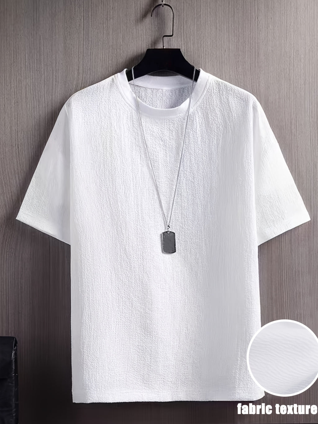 Men's Textured T-Shirt - Cool Summer Short Sleeve Top for Beach Vacation Travel, Fashionable Versatile Round Neck Tee, Soft Comfortable Breathable Quick-Dry Sport Casual Streetwear, Wrinkled Texture T-Shirt for Easy Natural Relaxed Style, Ideal as a - White