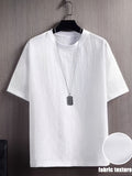 Men's Textured T-Shirt - Cool Summer Short Sleeve Top for Beach Vacation Travel, Fashionable Versatile Round Neck Tee, Soft Comfortable Breathable Quick-Dry Sport Casual Streetwear, Wrinkled Texture T-Shirt for Easy Natural Relaxed Style, Ideal as a - White