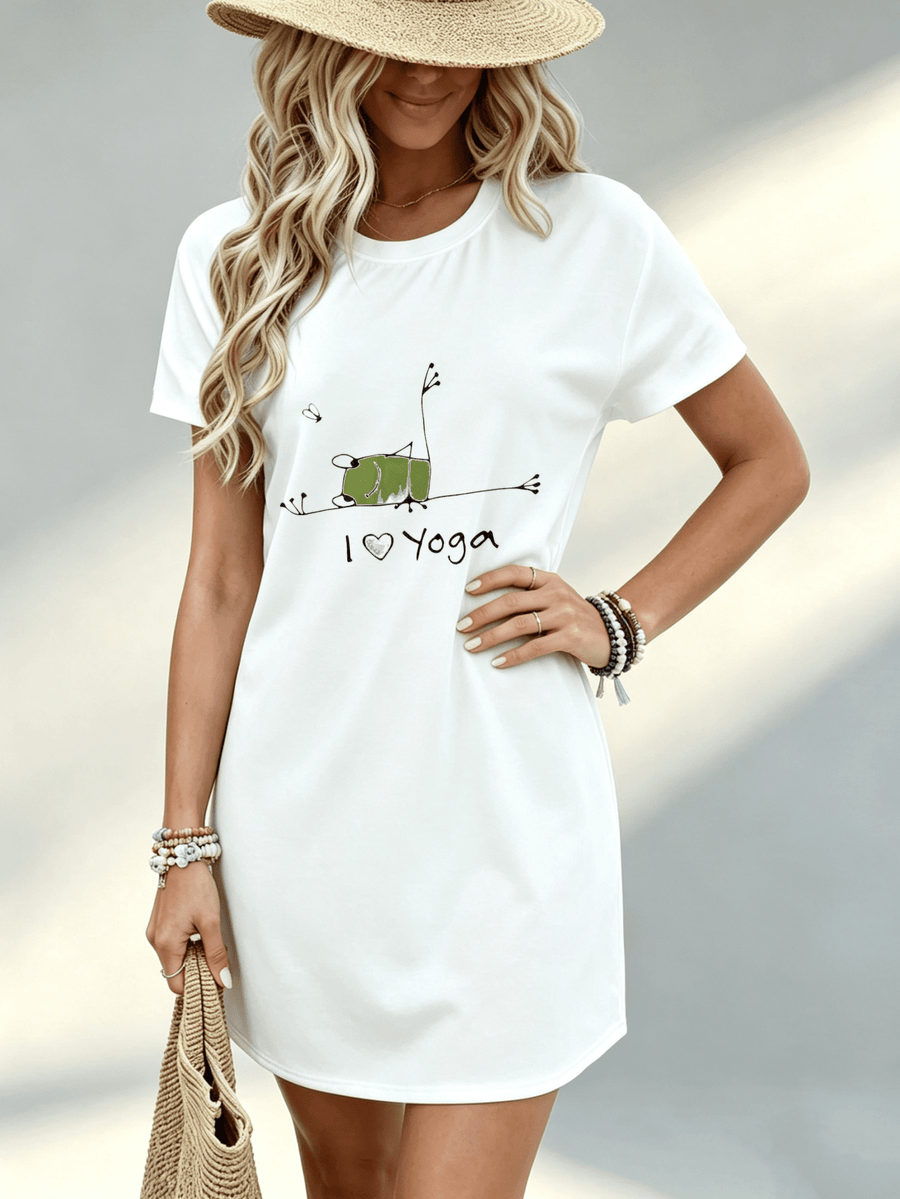 Printed Design - Not Textured, Casual, Women'S Dress, I Love Graphic, Daily Wear, Gift for Women, 100% - White