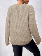 Women'S Casual Versatile Long Sleeve Sweater, Neckline Design - Multi-Functional Top, Suitable for Autumn Winter Casual Wear, All Seasons - Apricot