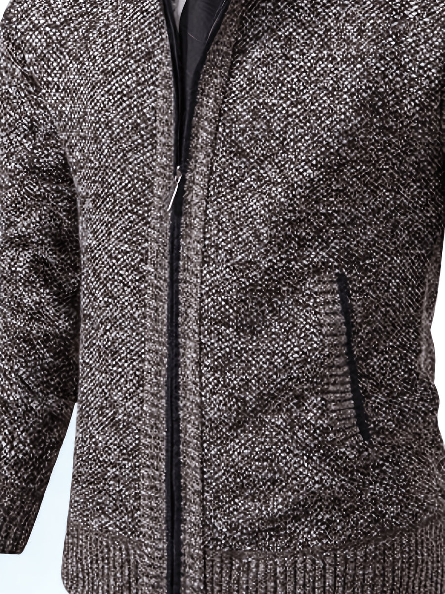 Single Casual Knitted Jacket with Stand-Up Collar And Smooth Zipper, Comfortable And Loose Retro Style, Versatile And Durable for Upper Body. (Includes Jacket) - Coffee Brown