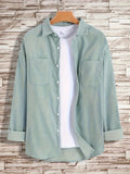 Men'S Double-Pocket Front-Button Shirt (T-Shirt Not Included) - Green