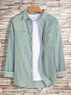 Men'S Double-Pocket Front-Button Shirt (T-Shirt Not Included) - Green