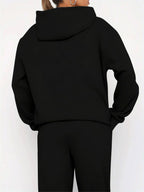 Graphic Print Two-Piece Set, Hoodie And Pants, Women'S Clothing - Black