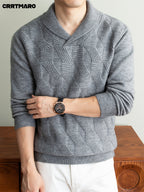 Men's Heavyweight Thick -Neck Sweater - Warm Winter Pullover Sweater Suitable for Fall & Winter, Casual Layering Top, Solid Color Regular Fit Sweater for Office, Outdoor, Casual Attire, Hand Washable Thick Sweater - Light Grey