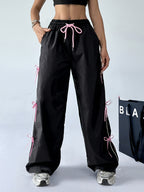 Women'S Fashion Casual Elegant Work Pants in Solid Colors, Suitable for Vacation, Inspired by Japanese, Korean, And Western Styles - Black