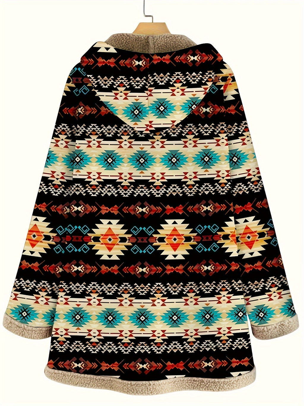 Western Women'S Warm Plush Printed Hooded Sweatshirt Jacket Casual Coat - Mixed colors