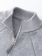 Men'S Knit Cardigan Autumn Winter Double-Headed Zipper Thickened Jacket Fashion Casual All-Match Stand Collar Sweater - Black