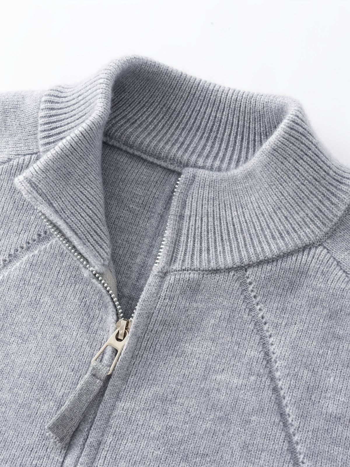 Men'S Knit Cardigan Autumn Winter Double-Headed Zipper Thickened Jacket Fashion Casual All-Match Stand Collar Sweater - Black