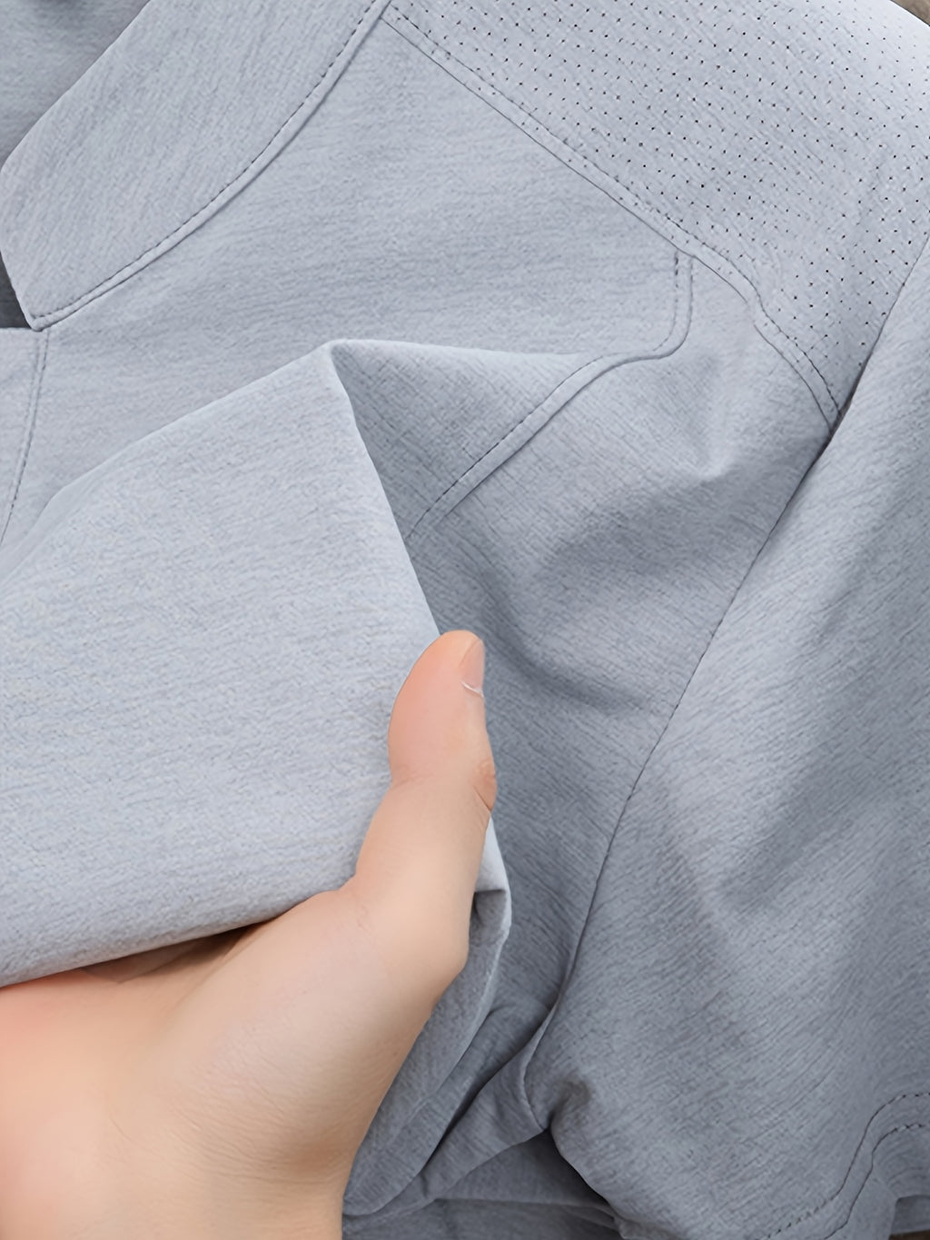 Stand-up Collar Youth Summer Short-sleeve New Style Half-sleeve Top, Pullover Outerwear, Solid Color Versatile Garment - Grey