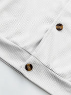 [Pearson OBM] Spring/Autumn New Men'S Solid Color Lapel Waffle Outdoor Sports Comfortable Breathable Men'S Jacket Long Sleeve Button-Up Jacket (Random Print) - White