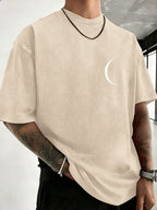 2026 Summer Trendy T-Shirt, Pure Washed Distressed, Double-Sided Print Loose Fit, Comfortable Breathable Sports Outdoor Unisex Short Sleeve - Apricot