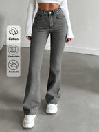 New Premium Gray High Waist Flare Jeans, Y2K Vintage Hip Lifting, Wear-resistant & Slim Fit, Versatile for Commute & Travel, Music Festival Outfits, Festival Casual, Ramadan Daily Wear, Fashion Party Style, Women's Denim Pants Season - Dark Gray