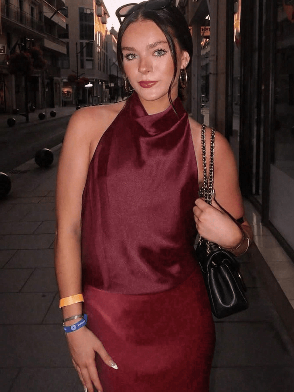Summer Fashion Casual Hot Street Style Sexy Backless Halter Neck Vintage Women's Top - Burgundy