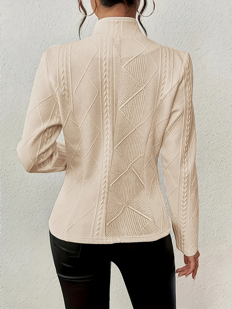 A Lady'S Slightly Elastic And Elegant Solid-Color Suit Jacket - Wheat-colored