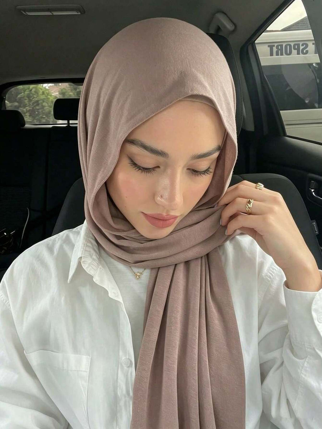 1pc Women'S Jersey Headscarf, Solid Color Scarf, Jersey Headwrap, Muslim Prayer Head Wrap Abaya, Suitable for All Seasons for Dress - Khaki