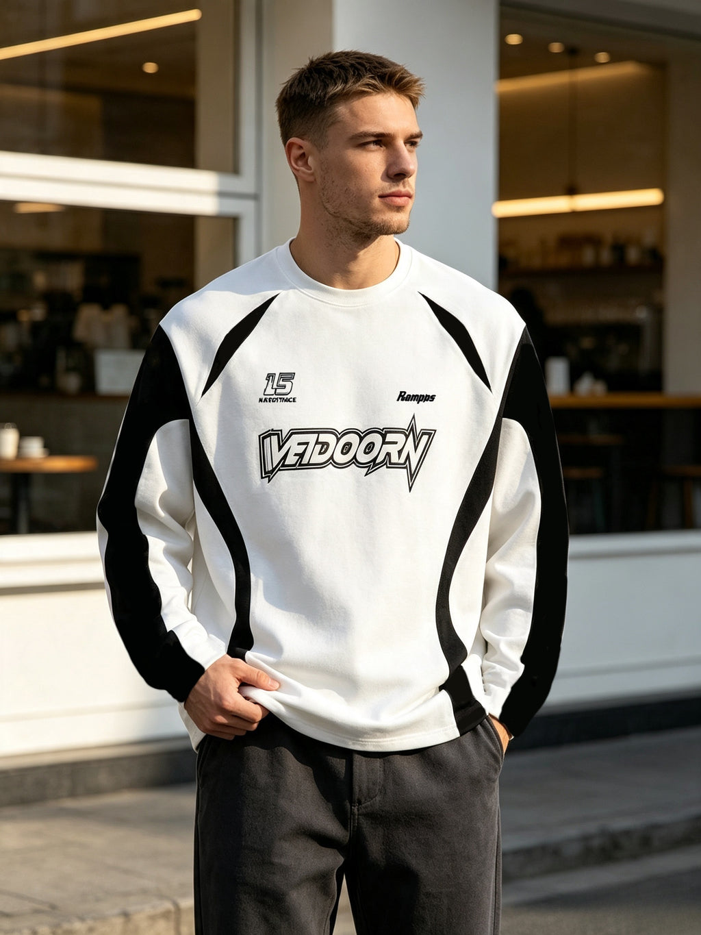 Men'S Trendy Letter Number Print Long Sleeve Top, Sporty Outdoor Training Casual Wear - Mixed colors