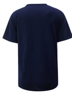 Men's Round-neck Short-sleeve Top with a Minimalist Black and White Abstract Geometric Line Pattern, Featuring a Modern Art Design Style. Suitable for Daily Casual Streetwear, It Is Both Fashionable and Comfortable - Navy Color