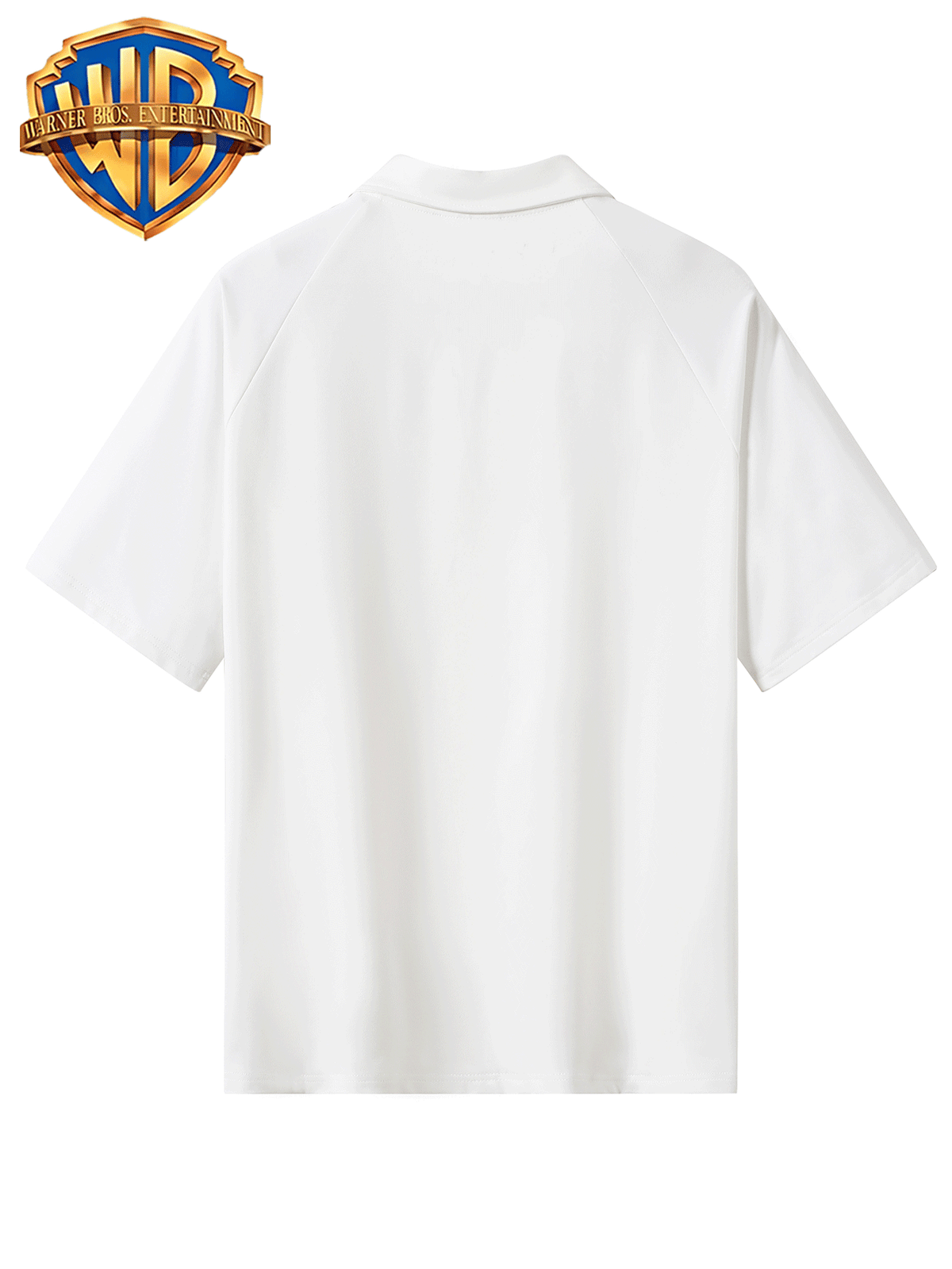 Warner Bros Official American Street Sketch Hand-Drawn Style Superman Shield S-Logo Print, Men's Fashion Casual Short-Sleeve Polo Shirt, Side Contrast Color Stripe Design, Men's Breathable Short-Sleeve Lapel Top, Suitable for Business - White