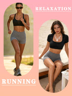 Butter-Soft Women'S High-Waist Biker Shorts - Perfect for, & Everyday Workouts - Grey