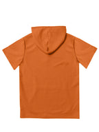 NO RISK NO STORY Men's Waffle Knit Short Sleeve Hoodie Top, Comfortable Printed Drawstring Sweatshirt T-Shirt with Pocket, Summer Casual Fashion Men's Apparel, Suitable for Outings and Home Wear, Suitable for Daily and Formal Wear, Summer Fashion - Orange-Red