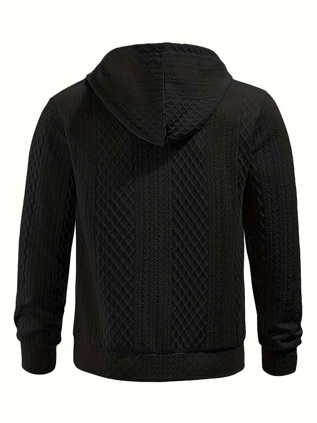 New Men'S Casual Fashion Athletic Cool Versatile Trendy Stylish 3D Jacquard Fabric Two-Button Hooded High Street Popular Sweatshirt - Black