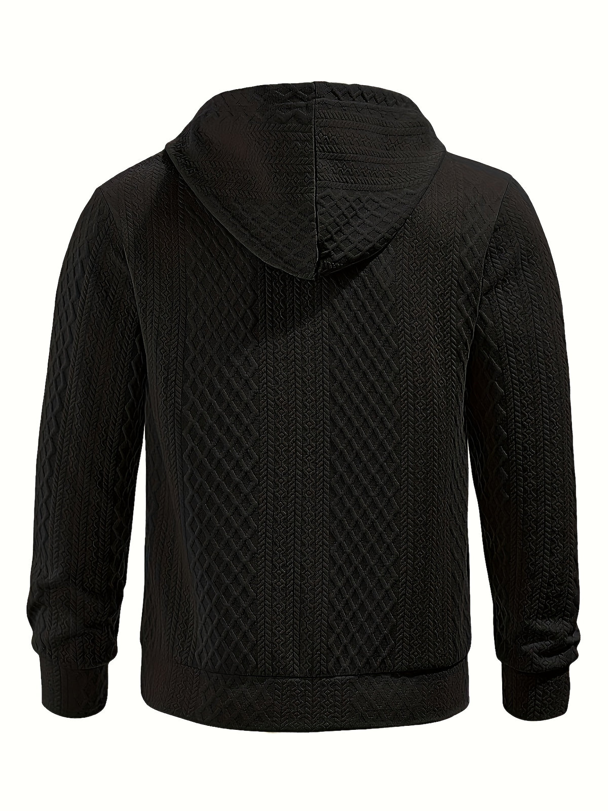 New Men'S Casual Fashion Athletic Cool Versatile Trendy Stylish 3D Jacquard Fabric Two-Button Hooded High Street Popular Sweatshirt - Black