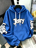 By Warner Bros., 2026 New Fun Cartoon Print, Men's Hoodie, Hooded Sweatshirt, Kangaroo Pocket and Drawstring Hat, Suitable for Daily and Outdoor Sports Wear, Autumn and Winter Warm Jacket, Fashionable Jacket - Blue