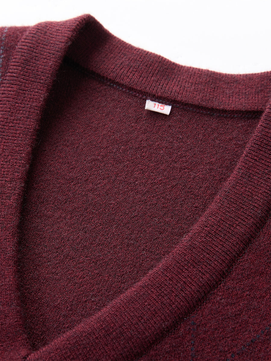 Men's Solid Color V-Neck Knit Sweater Vest - Basic Winter Warm Pullover, Casual Regular Fit Sweater Suitable for Fall/Winter Layering, Hand Washable for, Office & Outdoor Wear - Medium Gray