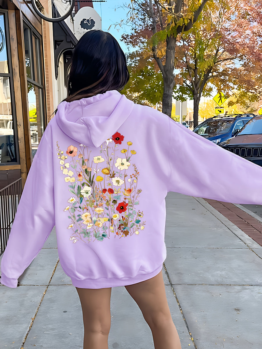 Women'S Casual Sketch Hoodie - Purple