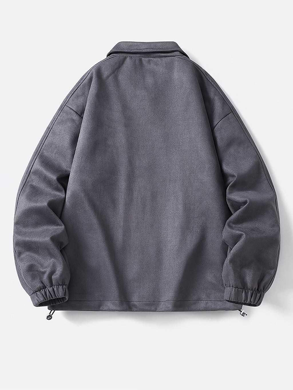 Men's Solid Color Stand Collar Zipper Jacket, New Spring/Autumn Simple Casual Workwear Outerwear, Loose-Fitting Versatile Fashion Top with Inner Pockets, Elastic Cuffs and Hem, Men's Daily Commuter Jacket - Dark Gray