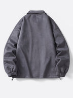 Men's Solid Color Stand Collar Zipper Jacket, New Spring/Autumn Simple Casual Workwear Outerwear, Loose-Fitting Versatile Fashion Top with Inner Pockets, Elastic Cuffs and Hem, Men's Daily Commuter Jacket - Dark Gray