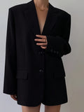 Fashion Women'S Elegant Suit Coat Stylish Women'S Open Front Cardigan Commuter Versatile Single Breasted Long Sleeve New Casual Blazer - Black