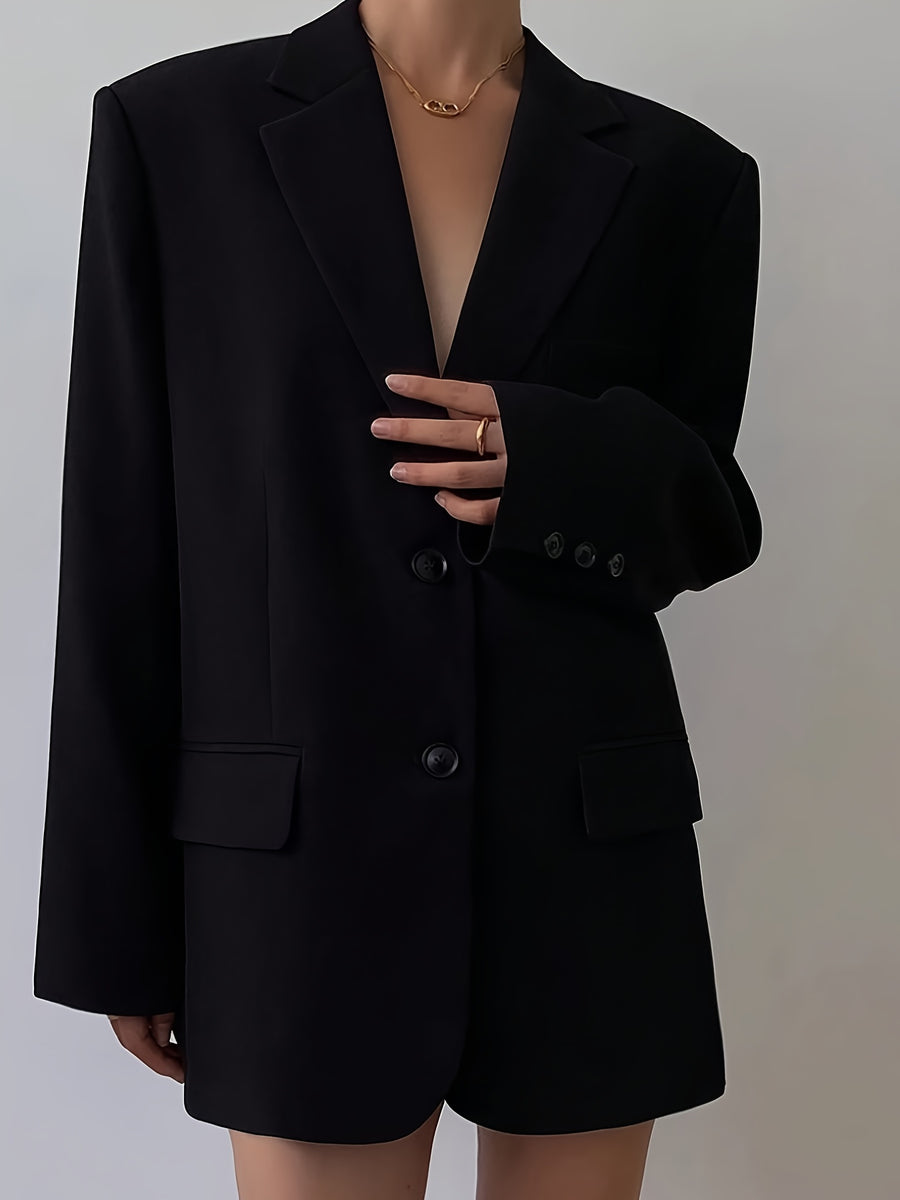 Fashion Women'S Elegant Suit Coat Stylish Women'S Open Front Cardigan Commuter Versatile Single Breasted Long Sleeve New Casual Blazer - Black