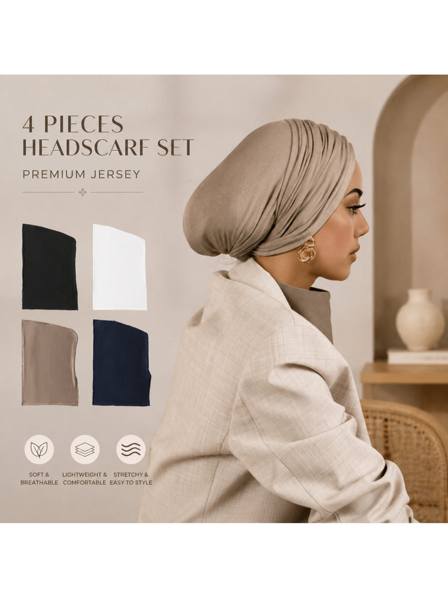 4pcs/Set Fashionable And Dignified Muslim Women'S Elegant Headscarf, Lightweight Breathable Soft Comfortable Sleeping Cap, Daily Outing Casual Prayer Headscarf Hat - Mixed colors