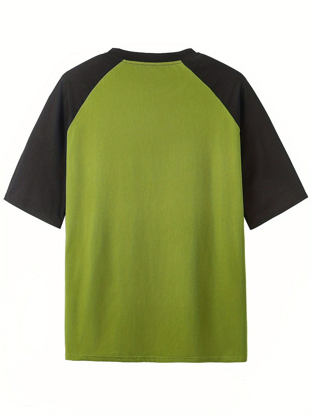 Women's Summer Fashion Loose-Fitting Pullover Short-Sleeve T-Shirt with Contrast Color Raglan Sleeves and Heart Print - Green
