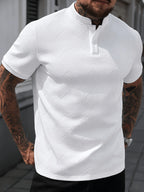Summer New Men'S Polo Shirt Short Sleeve T-Shirt Casual Fashion Atmospheric Comfortable Versatile Jacquard Top Men'S Clothing - White