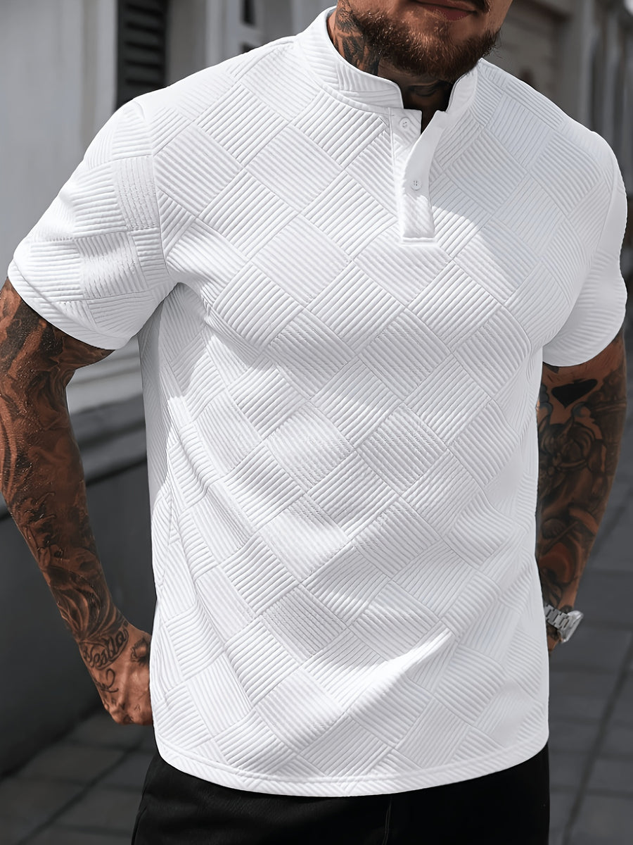 Summer New Men'S Polo Shirt Short Sleeve T-Shirt Casual Fashion Atmospheric Comfortable Versatile Jacquard Top Men'S Clothing - White
