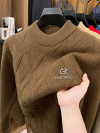 ZBZP Autumn Winter Knit 3D Solid Mid-High Neck Sweater, Basic Knit Pullover Top for Men, Fashion Long Sleeve Sweater SYD - Caramel