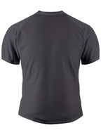 Men'S Short Sleeve Henley Shirt, Summer Button-Up Knit Style, Breathable And Fashionable, High-Quality Casual Outdoor Top, Suitable for Spring And Summer Seasons - Dark Gray