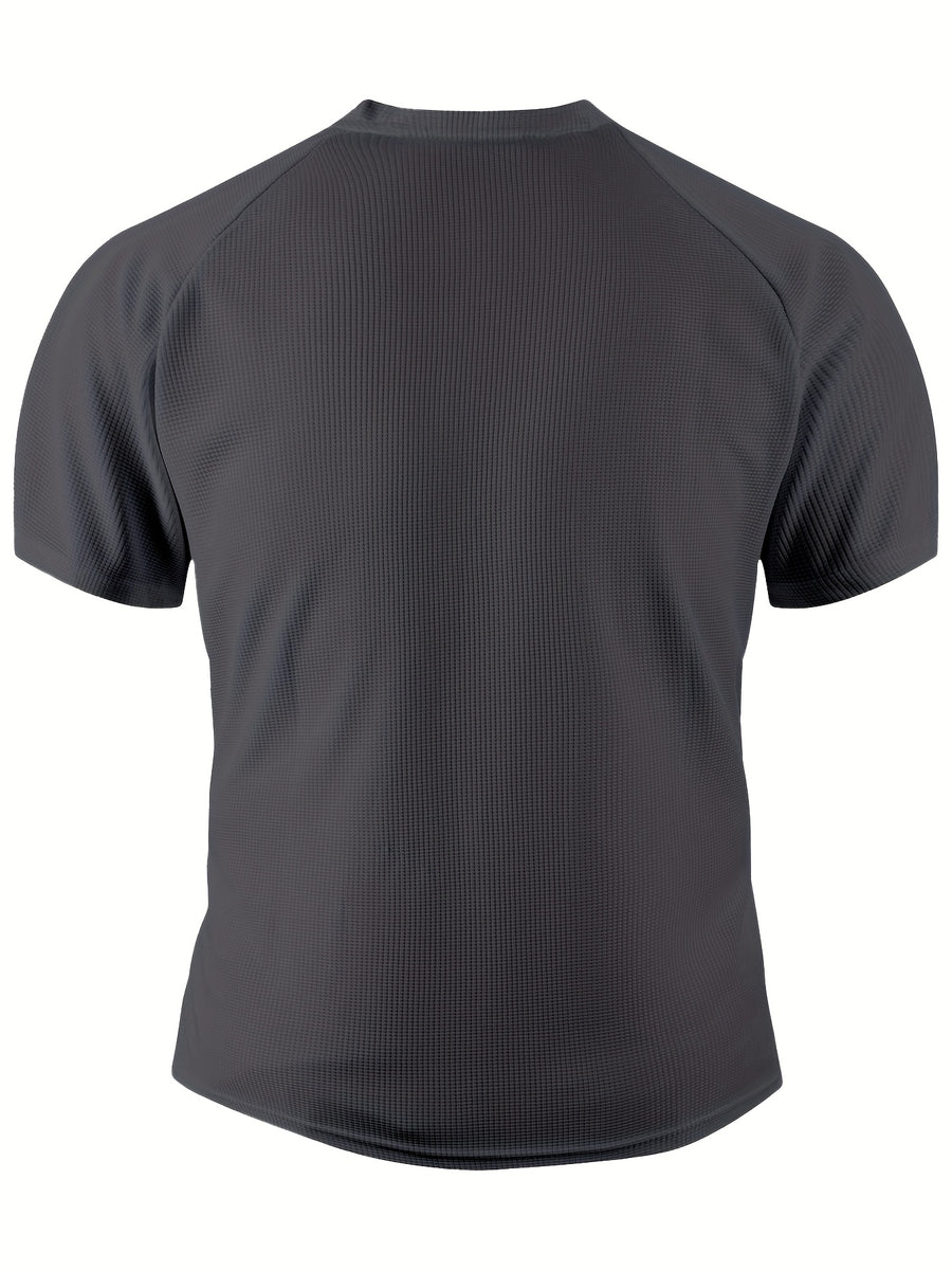 [New Arrival, Print Top] Summer New Men'S Print Waffle Top | T-Shirt, European Style, Business Casual, Breathable And Lightweight, Athletic T-Shirt - Dark Gray